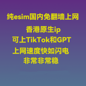 eSIM纯流量上网卡 免实名0月租 国内免翻墙上外网 可上TK和GPT 自动切换ip 速度快如闪电 非常稳定
